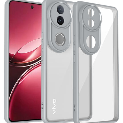 Kapa Hawkeye Clear Back Cover for Vivo V50 5G | Camera Lens Protector Shockproof Slim Clear Case Cover (Grey Sides) - Mobizang