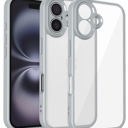 Kapa Hawkeye Clear Back Cover for Apple iPhone 16 | Camera Lens Protector Shockproof Slim Clear Case Cover (Grey Sides)