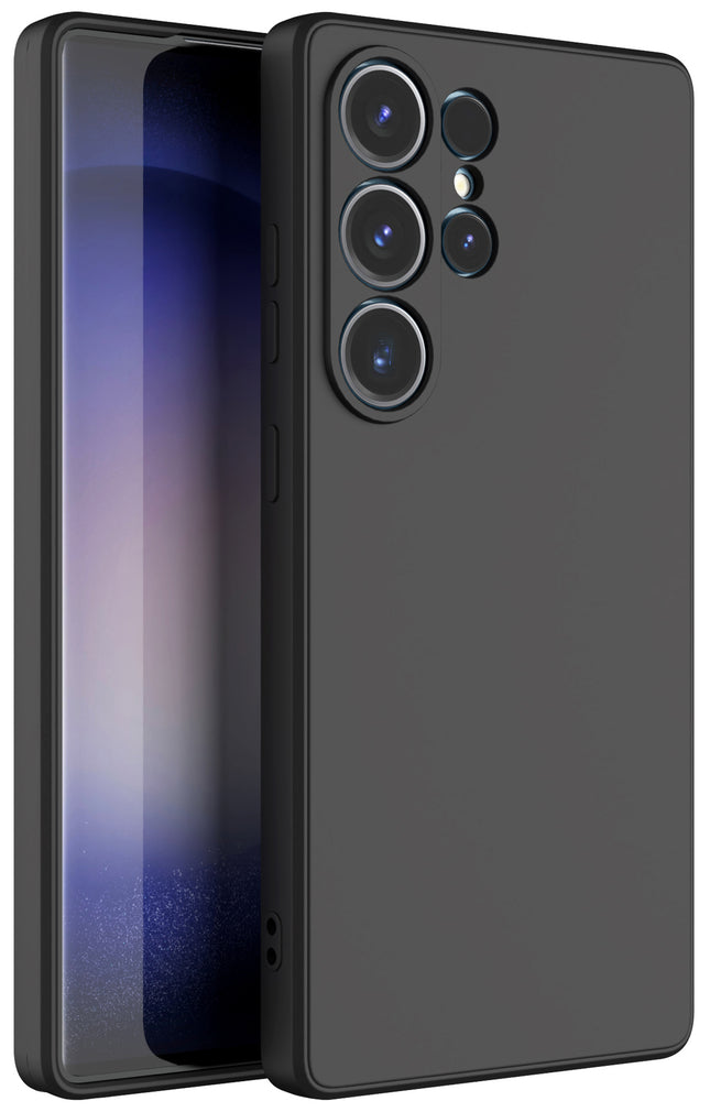Kapa Matte Protective Lens Flexible Back Cover for Samsung Galaxy S25 Ultra | Slim Silicone with Soft Lining Shockproof Full Body Bumper Case (Black) - Mobizang