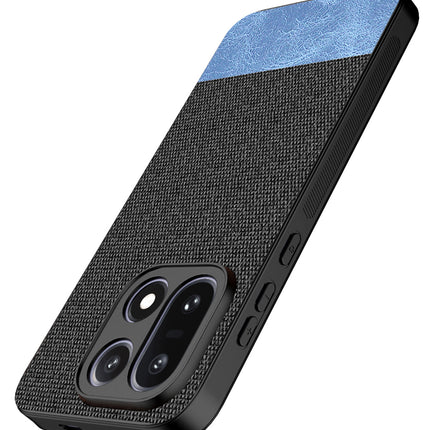 Kapa Soft Fabric & Leather Hybrid Protective Back Cover for OnePlus 15 | Shockproof Slim Hard Anti Slip Back Case (Black,Blue)