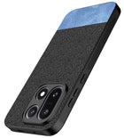 Kapa Soft Fabric & Leather Hybrid Protective Back Cover for OnePlus 15 | Shockproof Slim Hard Anti Slip Back Case (Black,Blue)
