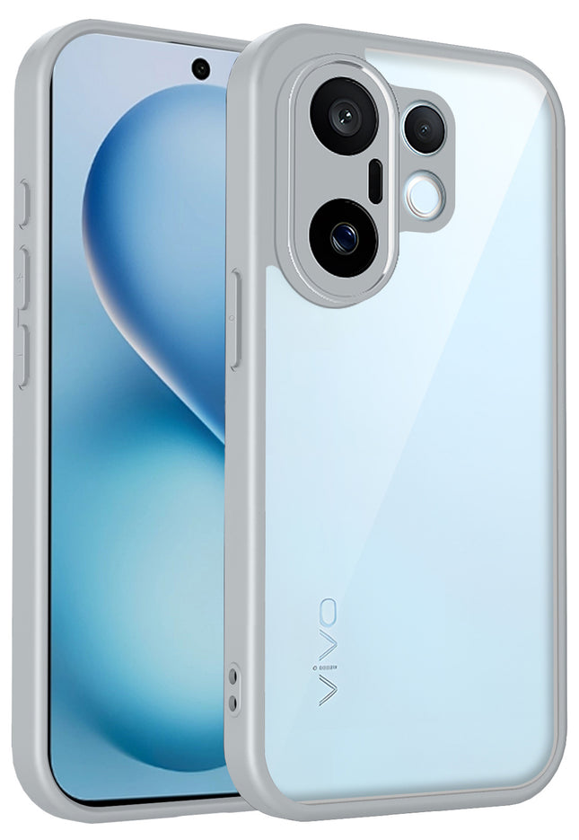 Kapa Hawkeye Clear Slim Tough Back Cover for Vivo X200 FE 5G | Camera Lens Protector Anti Yellow Shockproof Clear Hybrid Case Cover (Grey Sides) - Mobizang