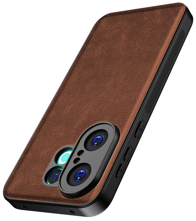 Kapa Tux Leather Back Cover for Vivo X200 FE 5G | Slim Shockproof Camera Protection Bumper Case (Brown)