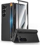 Kapa Textured Grip S Pen Holder Hinge Protection Back Cover for Samsung Galaxy Z Fold6 / Fold 6 | with Inbuilt Glass , Kickstand & S Pen Slot Case (Black)
