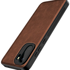 Kapa Tux Leather Back Cover for OnePlus 15R | Slim Shockproof Camera Protection Bumper Case (Brown) - Mobizang