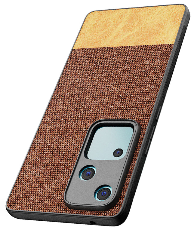 Kapa Soft Fabric & Leather Hybrid Protective Back Cover for Vivo V30 (5G) | Shockproof Slim Hard Anti Slip Back Case (Brown)