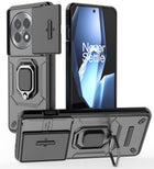 Kapa Armor Slider Back Cover for OnePlus 13R | Inbuilt Ring + Camera Slider Shockproof Lens Protection Bumper Back Case (Black)