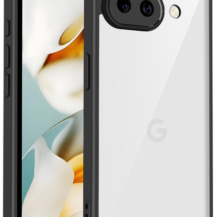 Kapa Hawkeye Clear Slim Tough Back Cover for Google Pixel 9A | Camera Lens Protector Anti Yellow Shockproof Clear Hybrid Case Cover (Black)