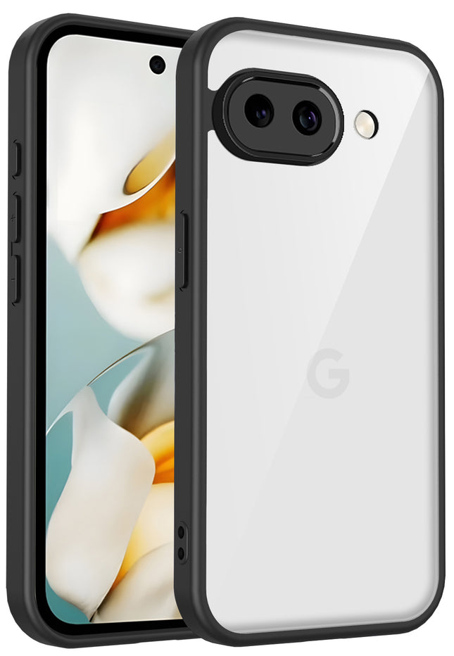 Kapa Hawkeye Clear Slim Tough Back Cover for Google Pixel 9A | Camera Lens Protector Anti Yellow Shockproof Clear Hybrid Case Cover (Black)