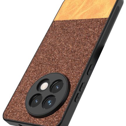Kapa Soft Fabric & Leather Hybrid Protective Back Cover for OnePlus 13R | Shockproof Slim Hard Anti Slip Back Case (Brown)