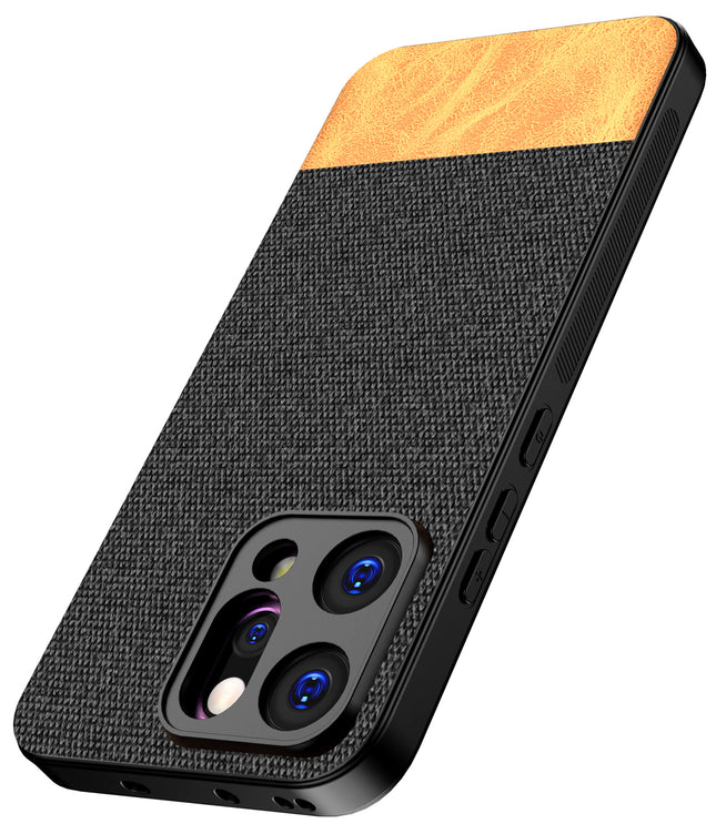 Kapa Soft Fabric & Leather Hybrid Protective Back Cover for Oppo Reno 14 5G | Shockproof Slim Hard Anti Slip Back Case (Black,Brown)