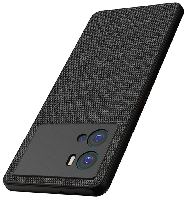 Kapa Soft Full Fabric Protective Back Case Cover for Iqoo 9 PRO | Shockproof Slim Hard Anti Slip Back Case (Black)