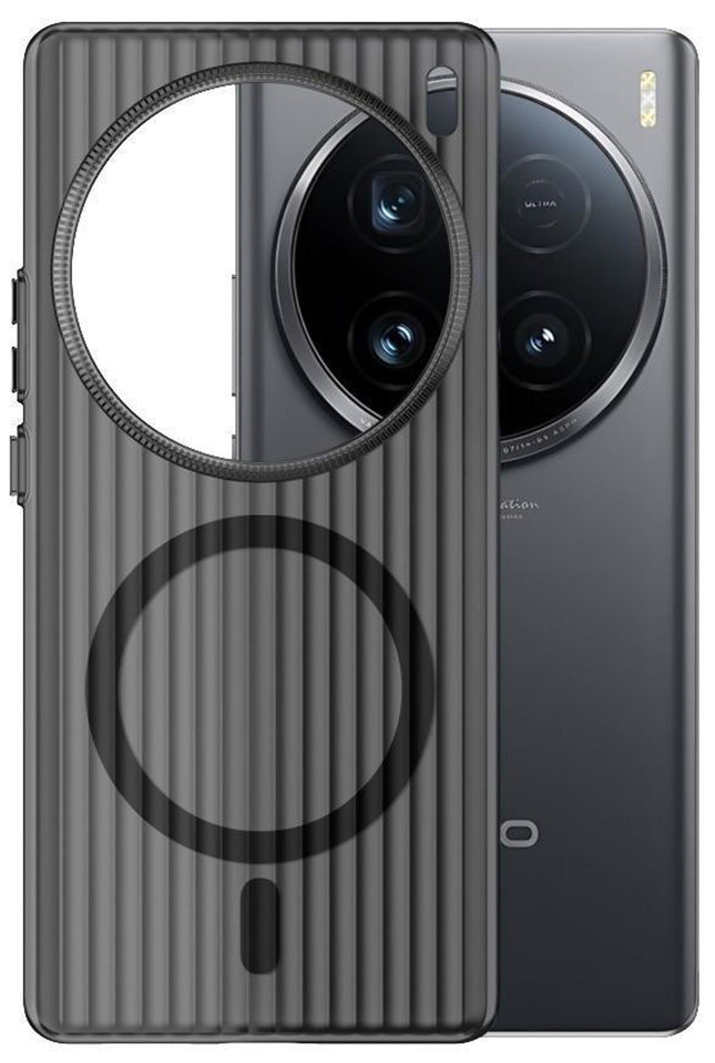 Kapa Wave Magnetic Frosted Grip Back Cover for Vivo X200 Pro | [MagSafe Compatible] Wireless charging, Slim, Metal Buttons Matte Finish Back Case (Grey)