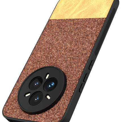 Kapa Soft Fabric & Leather Hybrid Protective Back Cover for Realme 14 Pro 5G | Shockproof Slim Hard Anti Slip Back Case (Brown)