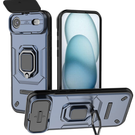 Kapa Armor Slider Back Cover for Apple iPhone 17 Air | Inbuilt Ring + Camera Slider Shockproof Lens Protection Bumper Back Case (Blue)