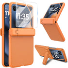 Kapa Textured Grip with Stand Hinge Protection Back Cover for Moto Razr 50 Ultra | with [Inbuilt Glass] Full Body Shockproof Hard Back Case (Orange)