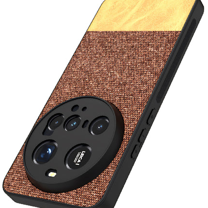 Kapa Soft Fabric & Leather Hybrid Protective Back Cover for Xiaomi 15 Ultra | Shockproof Slim Hard Anti Slip Back Case (Brown) - Mobizang
