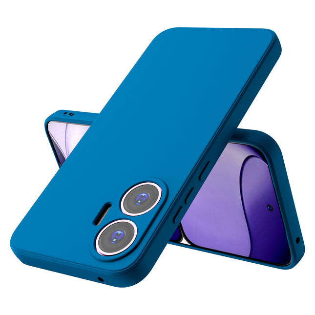 Kapa Matte Protective Lens Flexible Back Cover for Poco F7 5G | Slim Silicone with Soft Lining Shockproof Full Body Bumper Case (Blue)