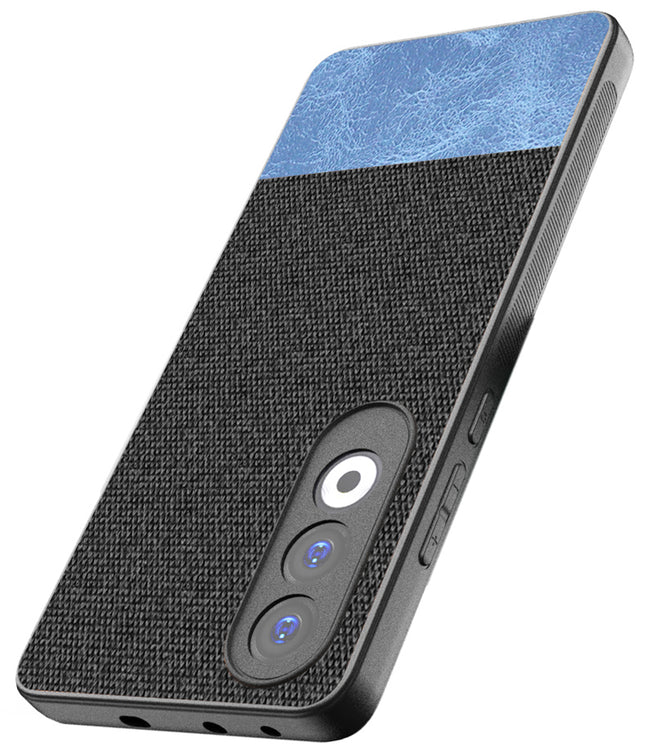 Kapa Soft Fabric & Leather Hybrid Protective Back Cover for OnePlus Nord CE4 | Shockproof Slim Hard Anti Slip Back Case (Black,Blue)