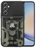 Kapa Tank Back Cover for Samsung Galaxy A35 (5G) | Inbuilt Ring + Slider Shockproof Lens Protection Bumper Back Case (Black) - Mobizang
