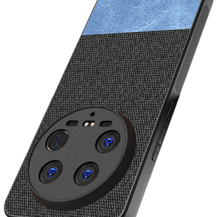 Kapa Soft Fabric & Leather Hybrid Protective Back Cover for Xiaomi 14 ULTRA (5G) | Shockproof Slim Hard Anti Slip Back Case (Black,Blue)