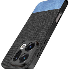 Kapa Soft Fabric & Leather Hybrid Protective Back Cover for Oppo Find X9 | Shockproof Slim Hard Anti Slip Back Case (Black,Blue) - Mobizang