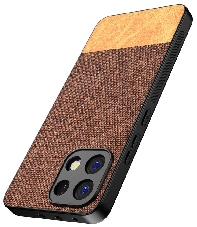 Kapa Soft Fabric & Leather Hybrid Protective Back Cover for Oppo K13 5G | Shockproof Slim Hard Anti Slip Back Case (Brown)