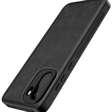 Kapa Tux Leather Back Cover for OnePlus 15R | Slim Shockproof Camera Protection Bumper Case (Black)