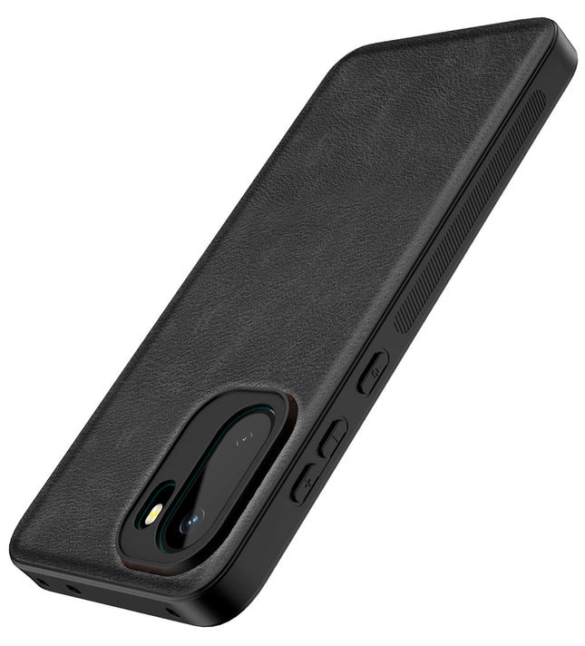 Kapa Tux Leather Back Cover for OnePlus 15R | Slim Shockproof Camera Protection Bumper Case (Black)