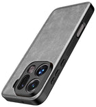 Kapa Tux Leather Back Cover for Oppo Find X9 Pro | Slim Shockproof Camera Protection Bumper Case (Grey)