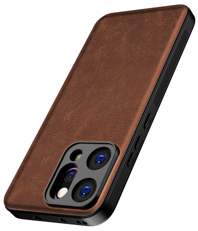 Kapa Tux Leather Back Cover for Oppo Reno 14 5G | Slim Shockproof Camera Protection Bumper Case (Brown)
