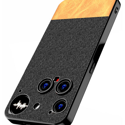 Kapa Soft Fabric & Leather Hybrid Protective Back Cover for Nothing Phone 3 5G | Shockproof Slim Hard Anti Slip Back Case (Black,Brown) - Mobizang