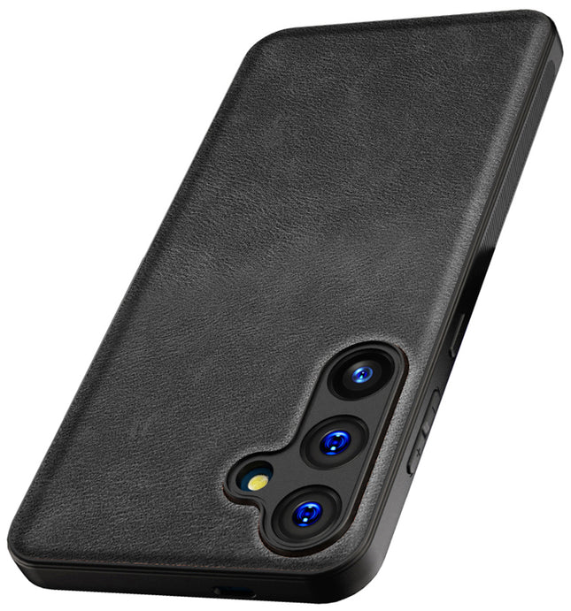 Kapa Tux Leather Back Cover for Samsung Galaxy M55 / F55 | Slim Shockproof Camera Protection Bumper Case (Black)