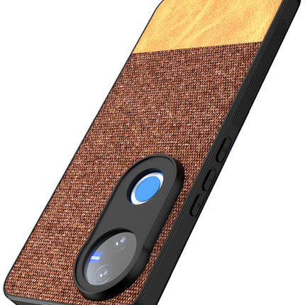 Kapa Soft Fabric & Leather Hybrid Protective Back Cover for Vivo V50 5G | Shockproof Slim Hard Anti Slip Back Case (Brown) - Mobizang