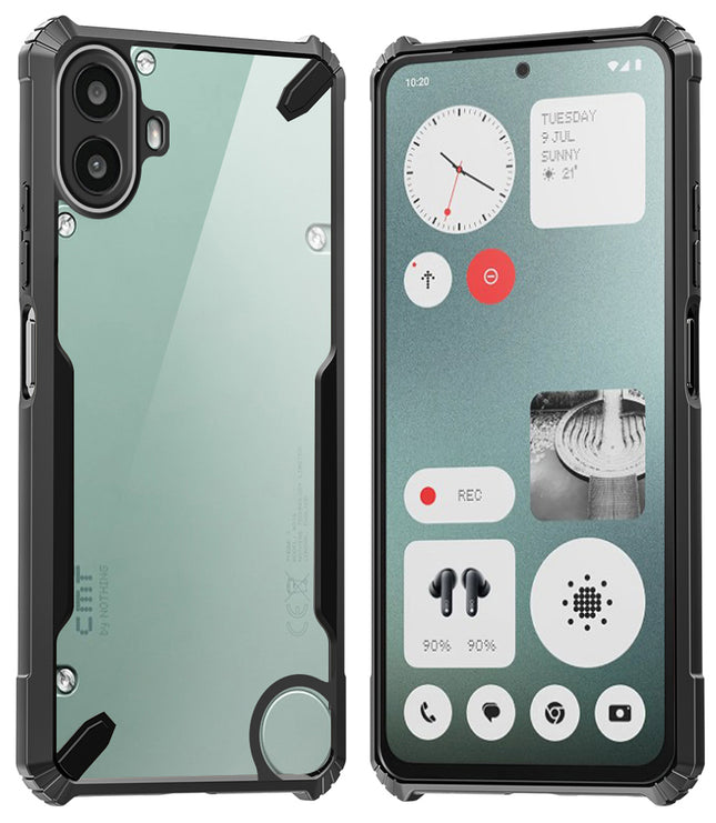 Kapa Bull Clear Back Cover for Nothing CMF Phone 1 | [Military Grade Protection] Shock Proof Slim Hybrid Bumper Case (Black)