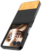 Kapa Soft Fabric & Leather Hybrid Protective Back Cover for Moto Razr 60 Ultra | Shockproof Slim Hard Anti Slip Back Case (Black,Brown) - Mobizang