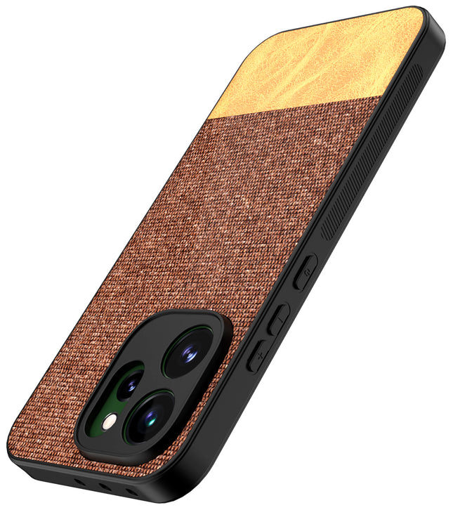 Kapa Soft Fabric & Leather Hybrid Protective Back Cover for Oppo Reno 15 Pro 5G | Shockproof Slim Hard Anti Slip Back Case (Brown)
