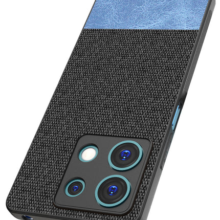 Kapa Soft Fabric & Leather Hybrid Protective Back Cover for Redmi Note 13 (5G) | Shockproof Slim Hard Anti Slip Back Case (Black,Blue)