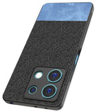 Kapa Soft Fabric & Leather Hybrid Protective Back Cover for Redmi Note 13 (5G) | Shockproof Slim Hard Anti Slip Back Case (Black,Blue)