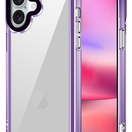 Kapa Warrior Acrylic Clear Back Cover For Apple iPhone 16 Plus | Slim Shockproof [Military Grade Protection] Hybrid Bumper Case (Purple Sides)