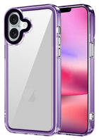 Kapa Warrior Acrylic Clear Back Cover For Apple iPhone 16 Plus | Slim Shockproof [Military Grade Protection] Hybrid Bumper Case (Purple Sides)