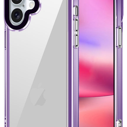 Kapa Warrior Acrylic Clear Back Cover For Apple iPhone 16 | Slim Shockproof [Military Grade Protection] Hybrid Bumper Case (Purple Sides)