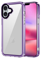 Kapa Warrior Acrylic Clear Back Cover For Apple iPhone 16 | Slim Shockproof [Military Grade Protection] Hybrid Bumper Case (Purple Sides)