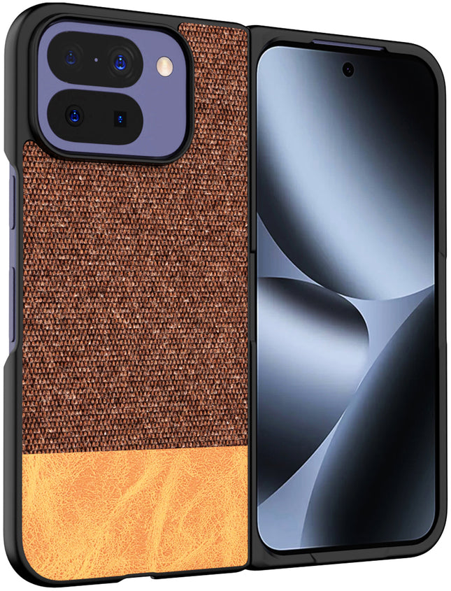 Kapa Soft Fabric & Leather Hybrid Protective Back Cover for Google Pixel 10 PRO FOLD | Shockproof Slim Hard Anti Slip Back Case (Brown)