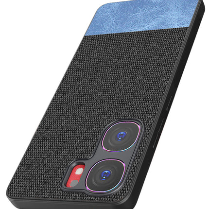 Kapa Soft Fabric & Leather Hybrid Protective Back Cover for IQOO Neo 9 Pro | Shockproof Slim Hard Anti Slip Back Case (Black,Blue)