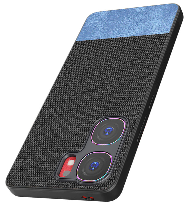 Kapa Soft Fabric & Leather Hybrid Protective Back Cover for IQOO Neo 9 Pro | Shockproof Slim Hard Anti Slip Back Case (Black,Blue)