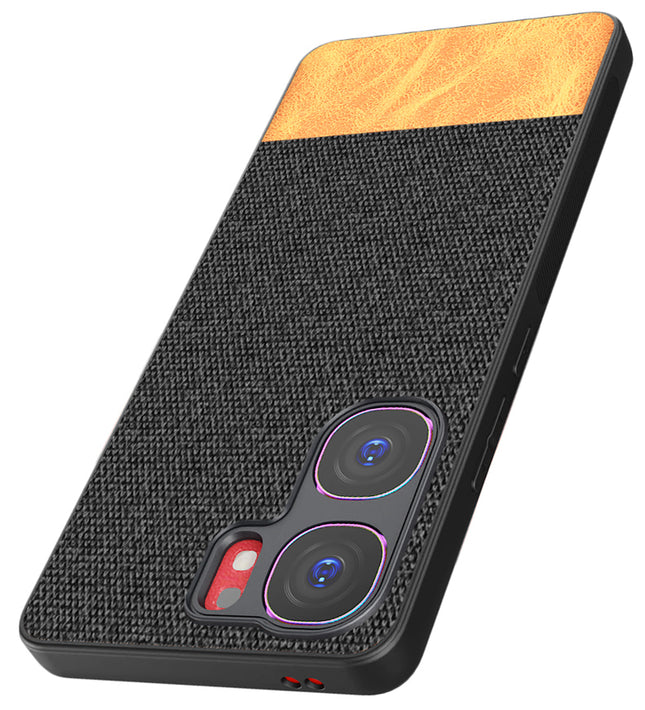 Kapa Soft Fabric & Leather Hybrid Protective Back Cover for IQOO Neo 9 Pro | Shockproof Slim Hard Anti Slip Back Case (Black,Brown)