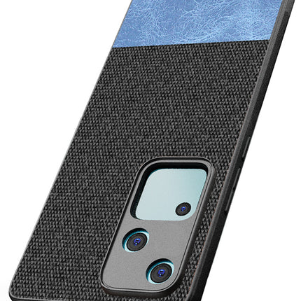 Kapa Soft Fabric & Leather Hybrid Protective Back Cover for Vivo V30 (5G) | Shockproof Slim Hard Anti Slip Back Case (Black,Blue) - Mobizang