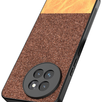 Kapa Soft Fabric & Leather Hybrid Protective Back Cover for Xiaomi 14 Civi | Shockproof Slim Hard Anti Slip Back Case (Brown)