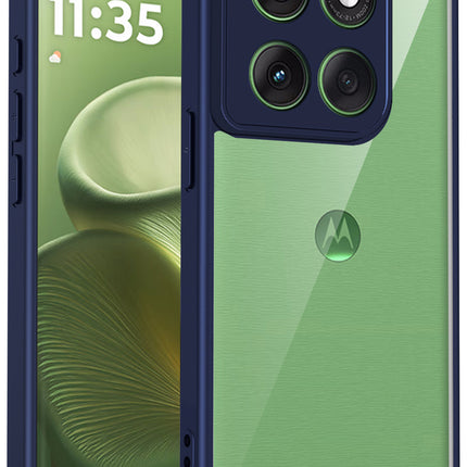 Kapa Hawkeye Clear Slim Tough Back Cover for Moto Edge 70 | Camera Lens Protector Anti Yellow Shockproof Clear Hybrid Case Cover (Blue)